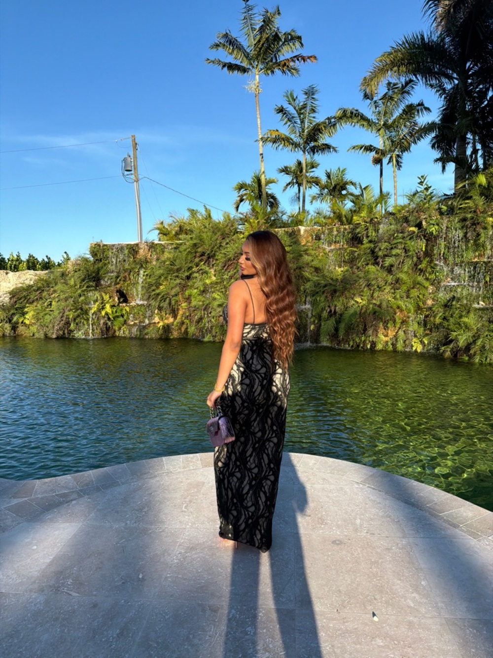 Fashion Nova Black Lace Overlay on Nude Maxi Dress - Picture 3 of 5